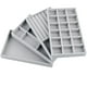 thumbnail image 1 of Caja para anillos Caja de terciopelo gris de 18 celosías + Caja de medio aro y media esponja gris + Caja de terciopelo gris de 6 celosías + Caja de terciopelo gris con plato vacío, 1 of 5