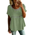 thumbnail image 4 of Delayuji Women's Linen Tshirt Crew Neck Short Sleeve Casual Tee Soft Comfy Versatile Top Summer Daily Wear, 4 of 7