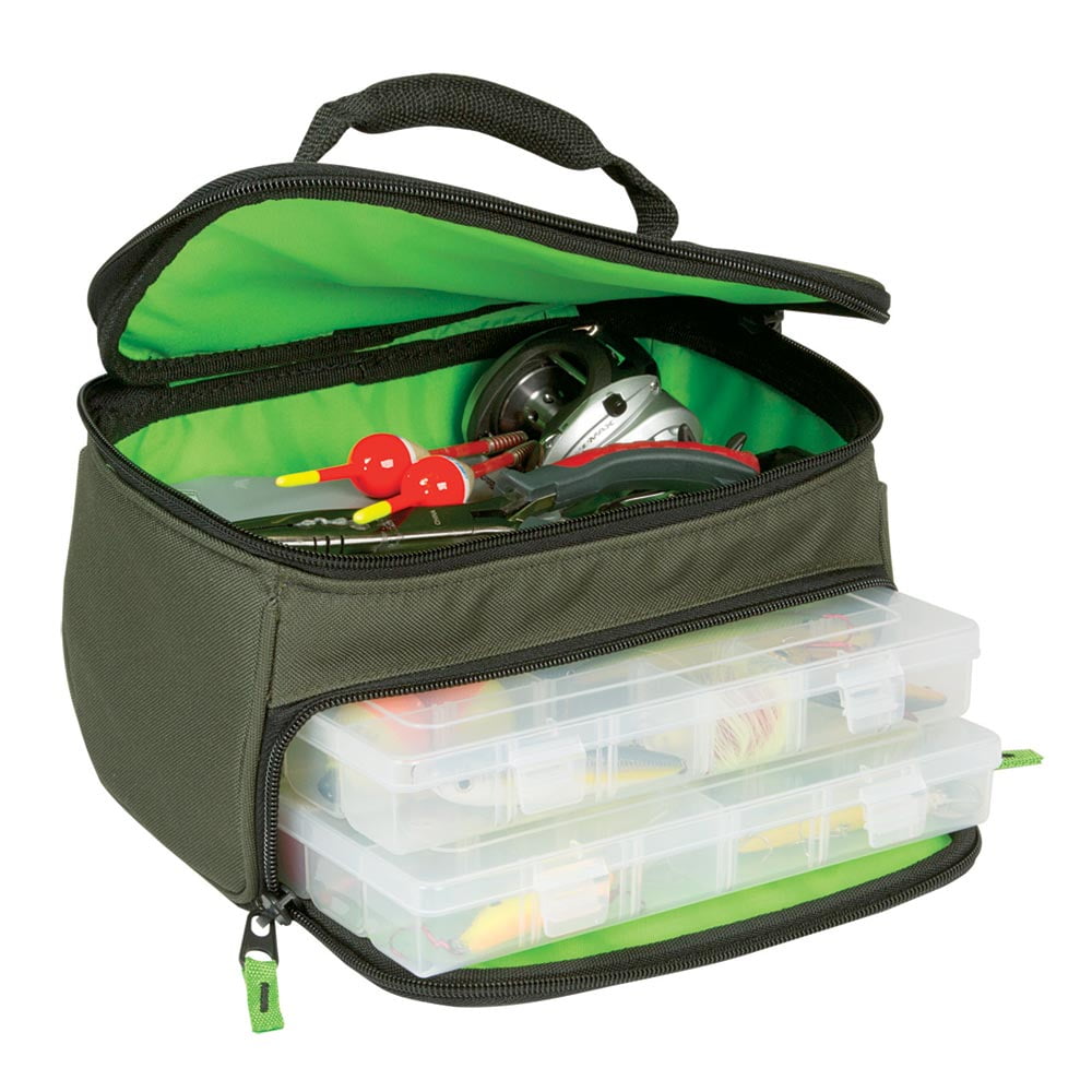 Wild River MultiTackle Dual Compartment Small Tackle Bag with 2 3500 Style Trays, Green