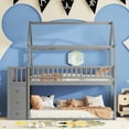 thumbnail image 2 of Euroco Twin over Twin Bunk Bed with Storage Shelf and Drawers, Gray, 2 of 10