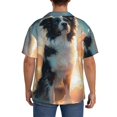 thumbnail image 3 of KLL Cloud Border Collie Print Men's Shirt Short Sleeve Button Down Summer Cuba Beach Shirts- X-Large, 3 of 5