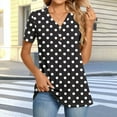 thumbnail image 2 of CheerKidz Women's Polka Dots V-Neck Button Up Short Sleeve Top Playful Print Summer Blouse 2025 Clothes Inspired Fashion Tee(Black,S), 2 of 7