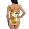 thumbnail image 5 of Haiem White Floral and Butterflies Women's One Piece Swimsuits Tummy Control One Shoulder Bathing Suits Ruffle Swimwear-Medium, 5 of 8
