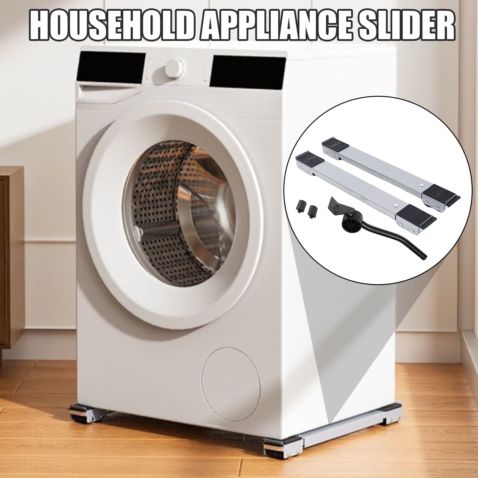 OIUR 2Pcs Extendable Appliance Roller Heavy Duty Washing Machine Roller Slider Liftable Mobile Washer Dryer Machine Refrigerator Base Furniture Mover Stand with Wheels