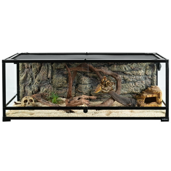 REPTI ZOO Full Tempered Glass Reptile Terrarium, Amphibian, Arachnid Habitat, 48"x16"x18"