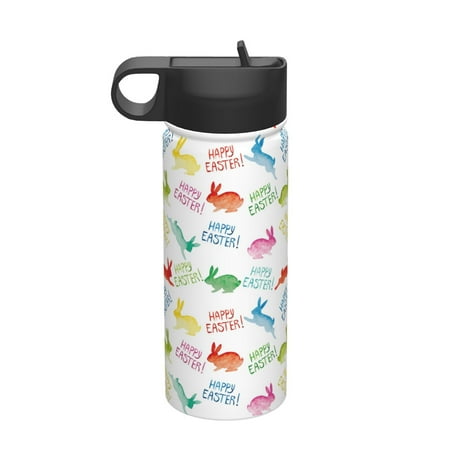 

Ocsxa Happy Easter Rabbit Print 18 oz Insulated Water Bottle With Straw Stainless Steel Sports Water Cup Flask Wide Mouth Travel Thermal Mug for Home Office or Car