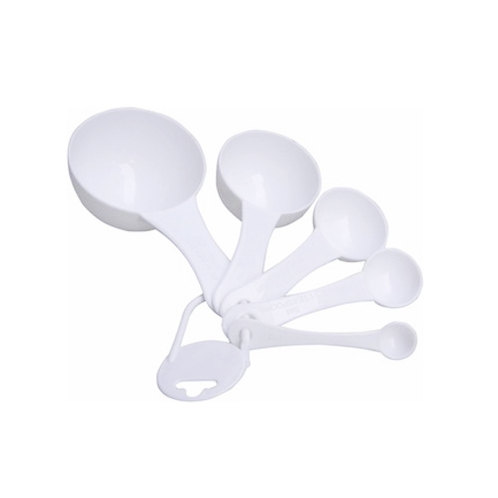 5Pcs White Kitchen Plastic Measuring Spoons Set EcoFriendly Spoons
