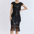 thumbnail image 6 of XFLWAM 1920s Gatsby Dresses for Women Cap Sleeve Fringe Flapper Dress Roaring 20s Sequins Beaded Dress Vintage Art Deco Dress, 6 of 8