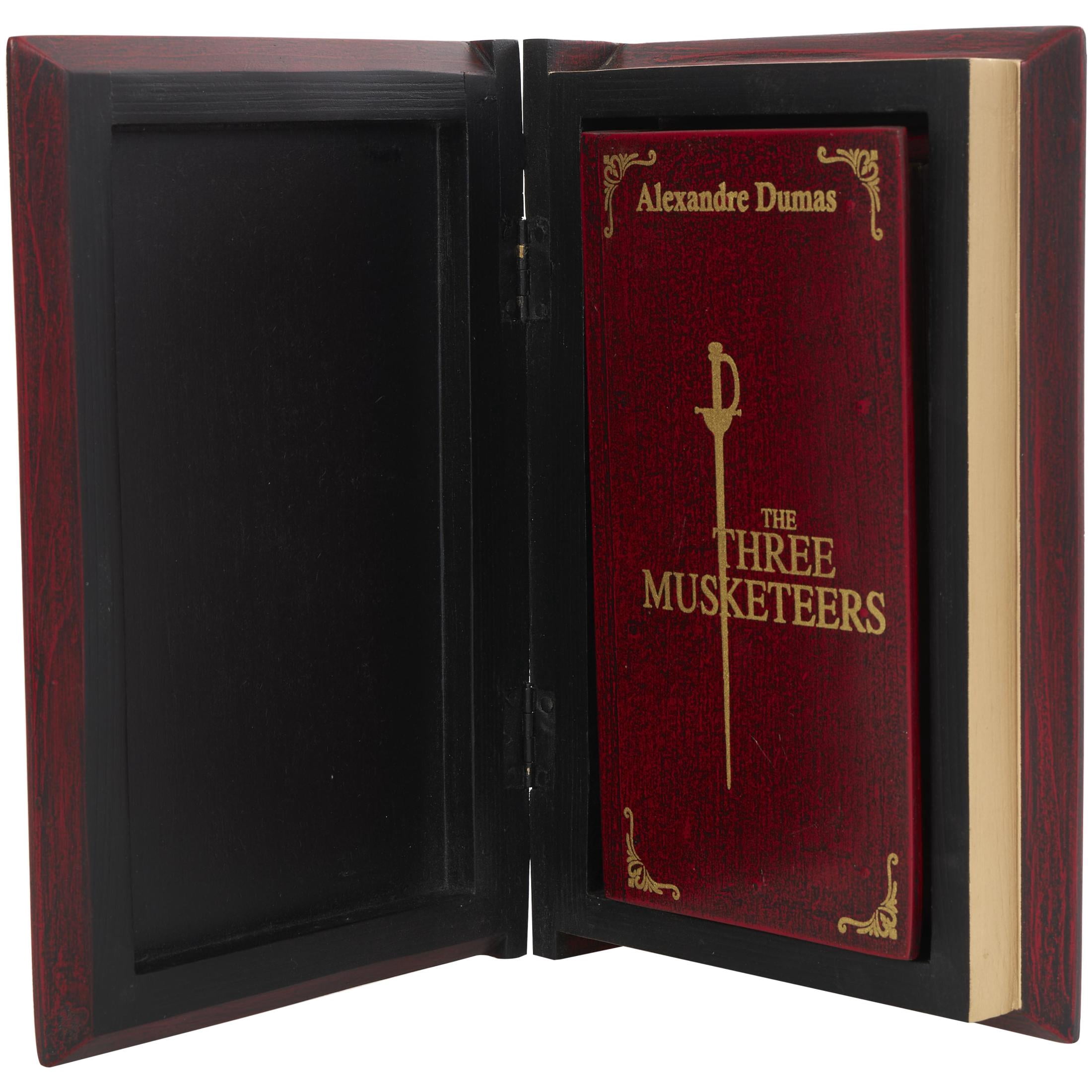 DecMode "The Three Musketeers" Faux Book Storage Red Mango Wood Decorative Box with Gold Accents, 2 Count