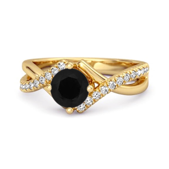 Classic & Elegant 0.25 Ctw Black Spinel 925 Sterling Silver Gold Vermeil Solitaire Accents Women Valentines Day Gifts Ring