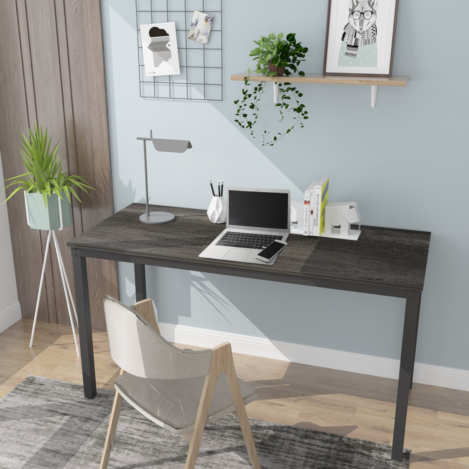 Writing Study Workstation PC Laptop Table Space-Saving Writing Table Wood Executive Desk Floenr Stand Up Desk 39IN Laptop Computer Desk with Keyboard Tray| Home Office Desk with Drawer 
