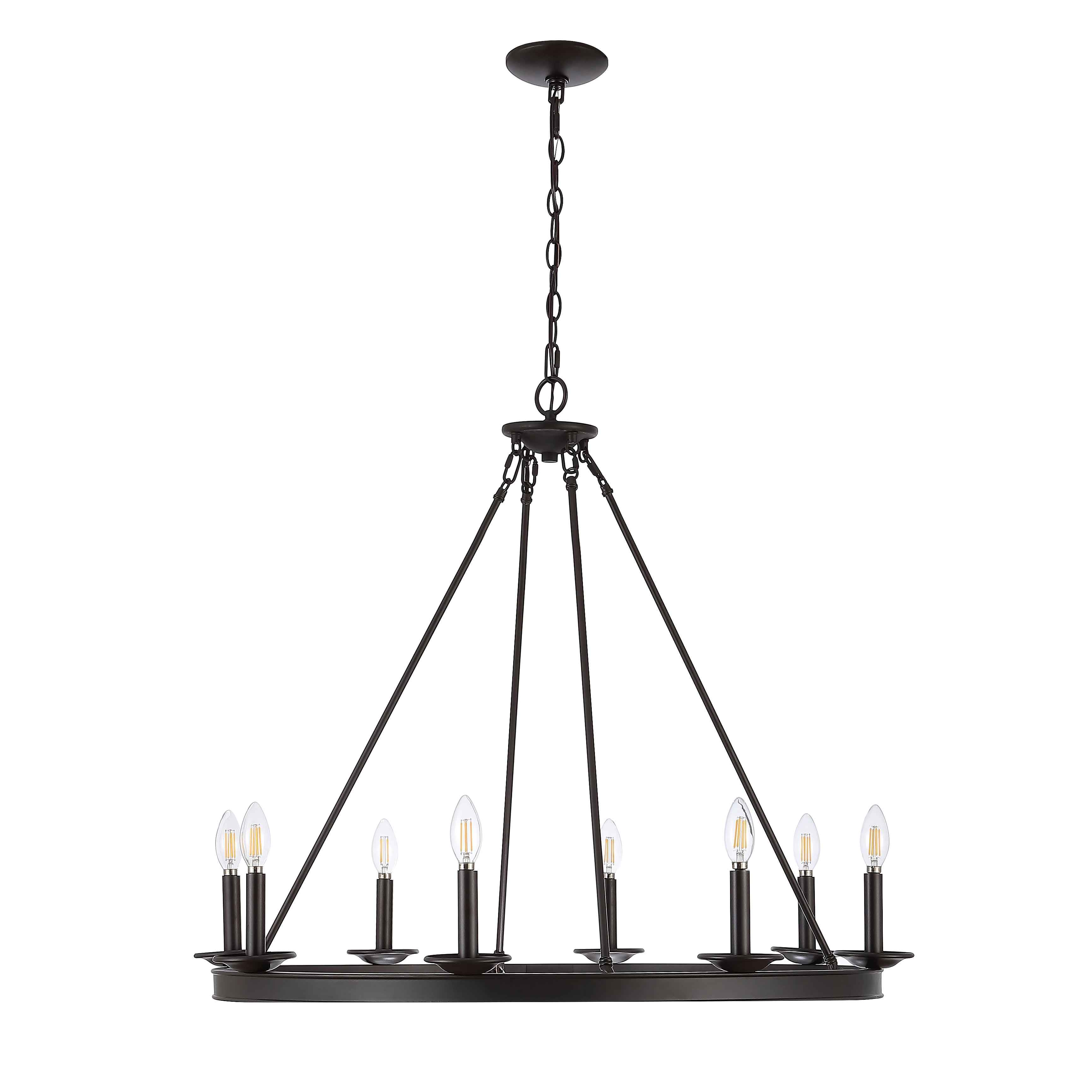 SAFAVIEH Fauna 8 Light Industrial Adjustable Chandelier, Bronze Black