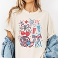 thumbnail image 2 of USA Retro 4th of July Graphic T-Shirt – Red White Blue Milkshake, Bow, Disco Ball & Cherry Tee – Patriotic Cute Summer Shirt for Women & Girls, Independence Day Style, 2 of 7