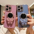 thumbnail image 6 of Compatible for iPhone 14 Pro Max 6.7 Inch 6D Plating Astronaut Hidden Stand Case, Cute Stand and Plated Phone Case for Women Girls Men Soft TPU Shockproof Back Cover - Blue, 6 of 11