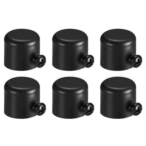 Uxcell 6Pack Iron Curtain Rod Ends Drapery Rail Pole Head Cap Fits Dia. 19mm (Black)