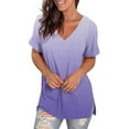 thumbnail image 4 of Tdoqot Womens Trendy Gradient Shirts- Short Sleeve Summer V-Neck Casual Loose Fit Tops Blouse Mint Green Size XL, 4 of 7
