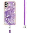 thumbnail image 3 of Allytech Galaxy A32 5G Case [Not for A32 4G Phone], Luxury Marble Pattern TPU Rubber Slim Fit Anti-scratch Shock-absorbing Back Cover with Shoulder Strap Case for Samsung Galaxy A32 5G, Purple, 3 of 4