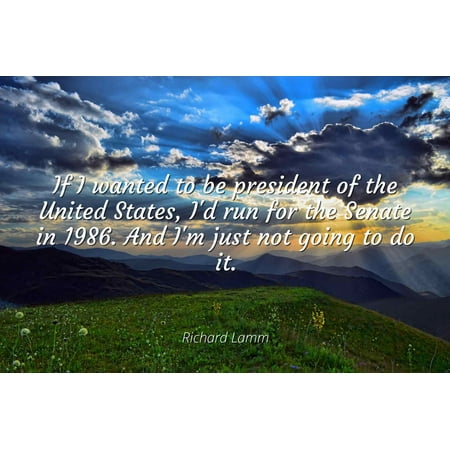 1986 United States Proof - Richard Lamm - If I wanted to be president of the United States, I'd run for the Senate in 1986. And I'm just not going to do it - Famous Quotes Laminated POSTER PRINT 24X20.