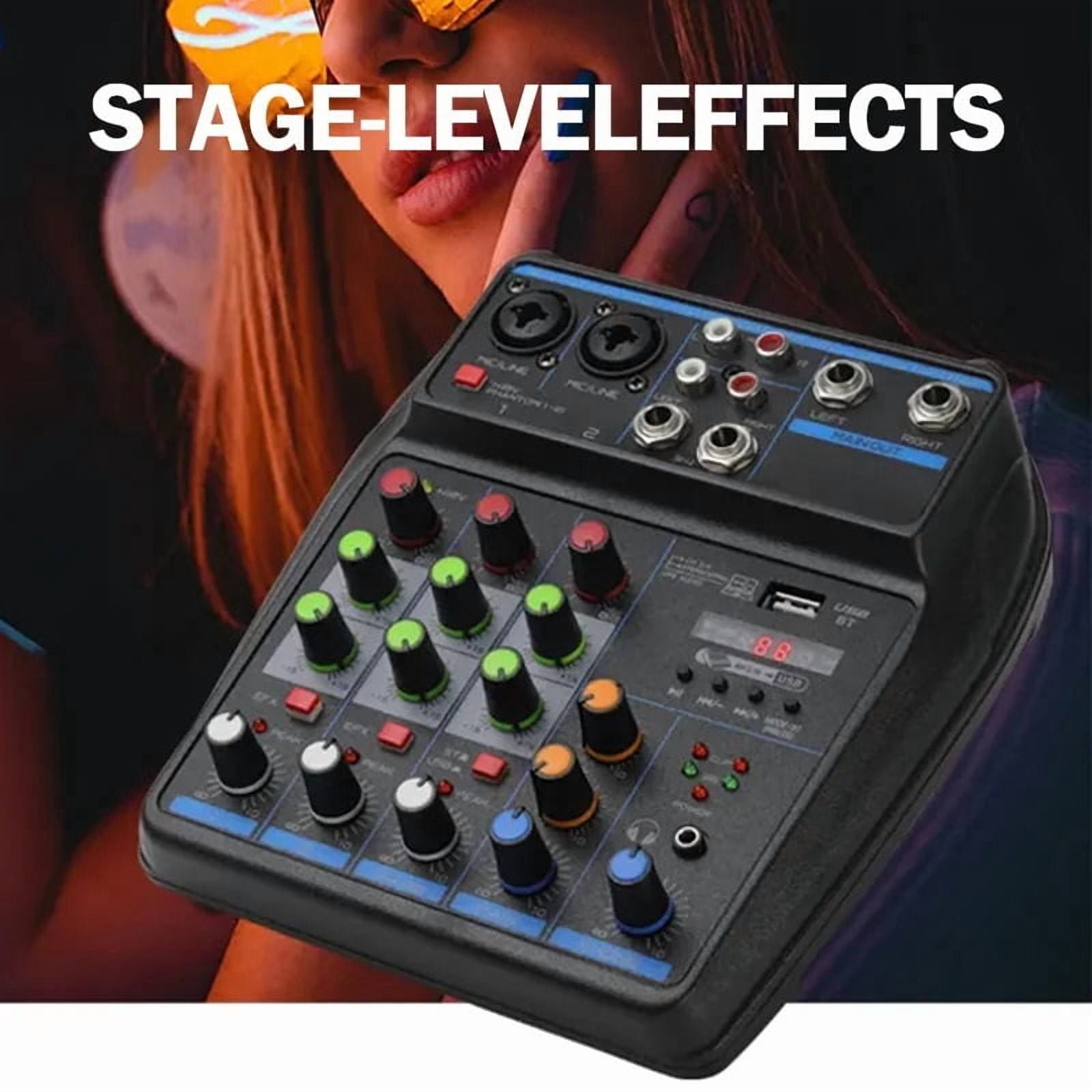 4 channel Mixer Dj Mixing Console Met Bluetooth 48V Phantom Power Monitor Systeem Usb Mixer ,Easy to Operate