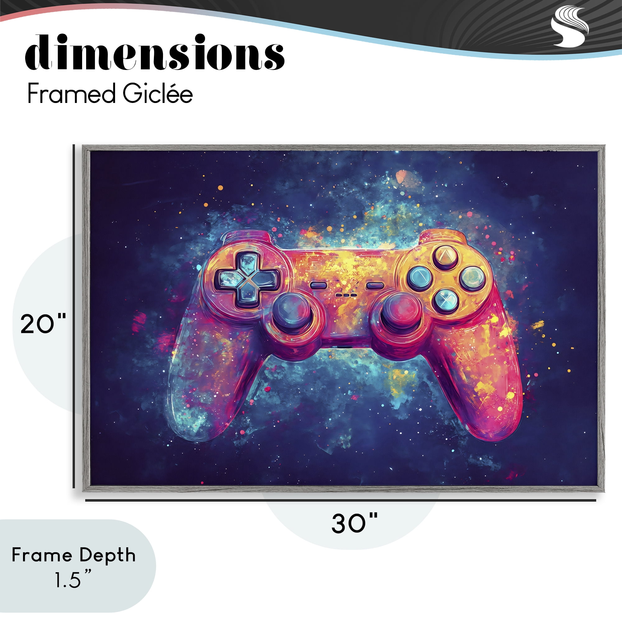 Stupell Industries Futuristic Cosmic Game Controller Gray Framed Giclee Art, design by Creative Studio