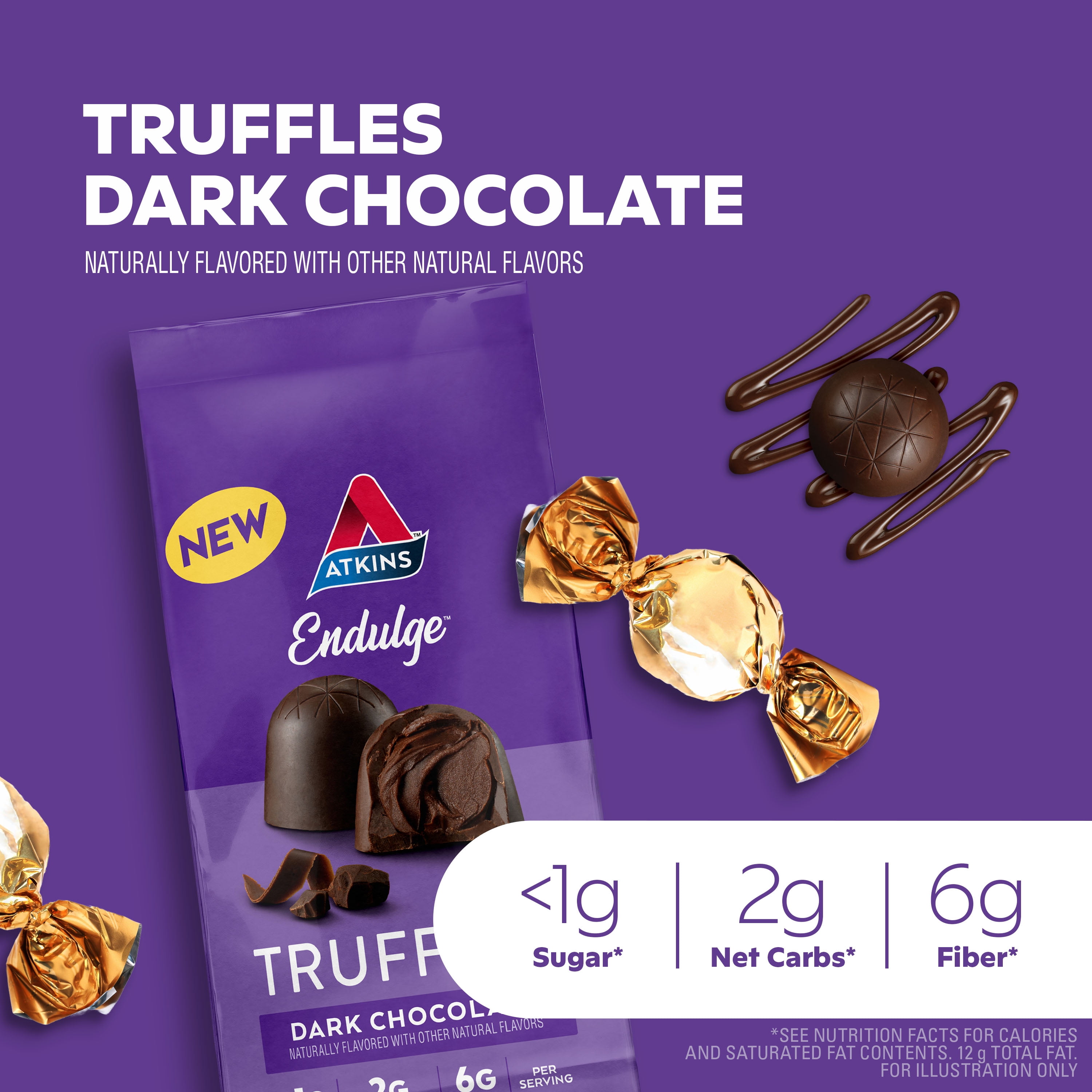 (3 pack) Atkins Endulge 4pk-1.06oz Dark Chocolate Truffles
