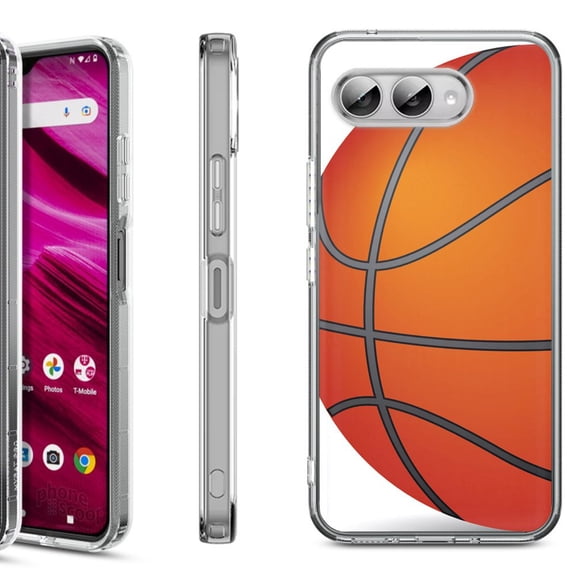 Shockproof Phone Case for T-Mobile Revvl 8, by OneToughShield - Basketball
