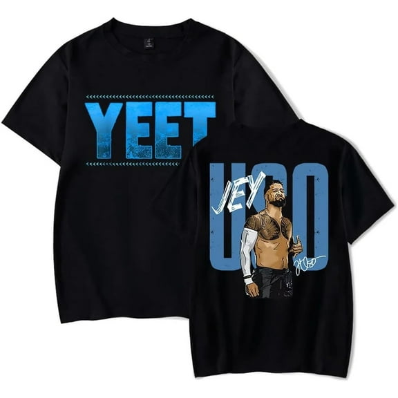 Jey USO Yeet Merch T-Shirt Merch Men Short Sleeve Women Funny Tee Unisex Harajuku Tops,2XS,Black1