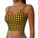 thumbnail image 2 of Fotbe Retro Yellow and Black Houndstooth Sujetador Deportivo Largo sin Aros para Mujer con Almohadillas y Soporte Medio, Transpirable y Absorbente, Camiseta Tipo Chaleco o Tank Top-X-Large, 2 of 8