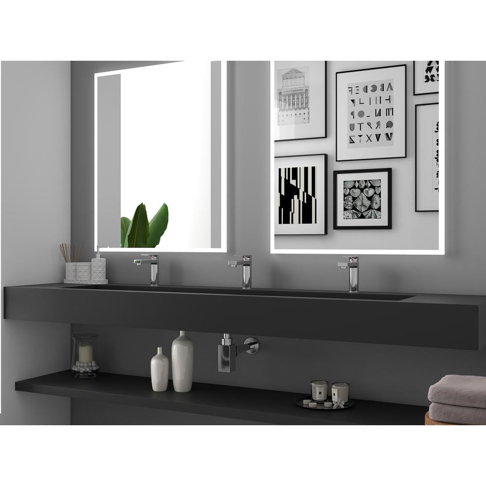 CastelloUSA Pyramid Solid Surface Wall-Mounted Bathroom Sink Black 84"