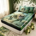 thumbnail image 3 of Erosebridal Dinosaur Wildlife Zipper Twin Comforter Sets with Fitted Sheet and 2 Pillowcases for Boys Men, Green Jungle Scene Dino Zipper Bedding Set, Black Reversible, 4-Piece, 3 of 7