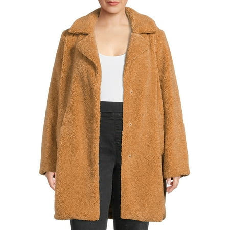 Mark Alan Women’s Plus Size Single-Breasted Faux Sherpa Coat