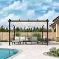 thumbnail image 4 of PURPLE LEAF Pergola 10' X 13' Outdoor Pergola Metal Grill Pergola Patio Adjustable Pergola with Shade Cover for Garden Yard Gazebo, White, 4 of 12
