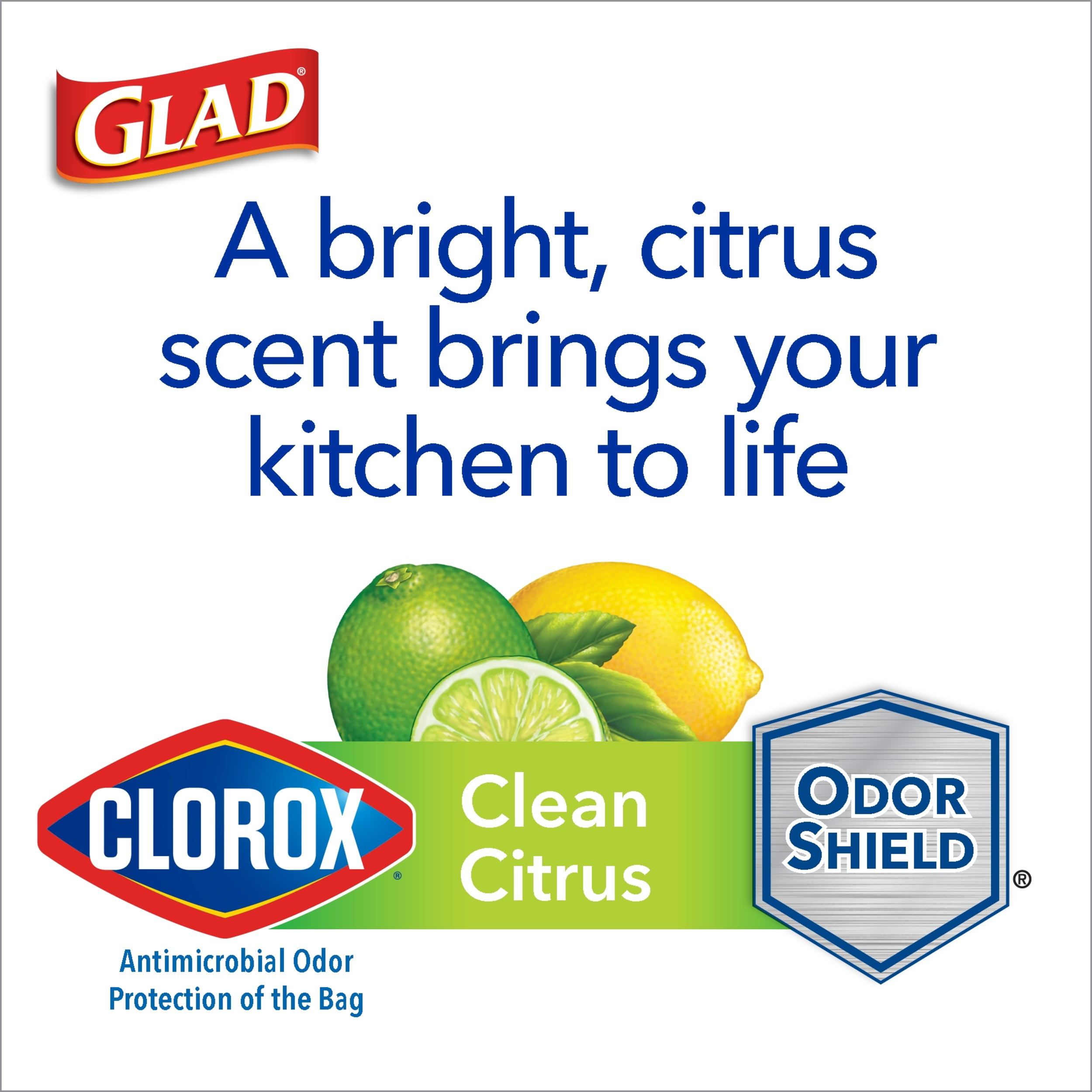  Glad ForceFlex MaxStrength with Clorox Tall Kitchen Drawstring Trash  Bags, 13 Gallon Grey Trash Bags, Lemon Fresh Bleach Scent, 34 Count :  Health & Household