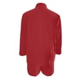 thumbnail image 5 of Arlun 2 Piece Sets for Women Breathable Linen V-Neck Long Sleeves Button down Shirts and Wide Leg Shorts Set 2026 Fashion Solid Color Summer Vacation Beach Outfits Red M, 5 of 5