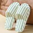 thumbnail image 4 of AUDeals Women Men Stripe Slippers Open Toe Cotton Linen Slide Sandals Soft Soled Lightweight Home Shoes Anti Slip Lounging (Light Green, 8), 4 of 9
