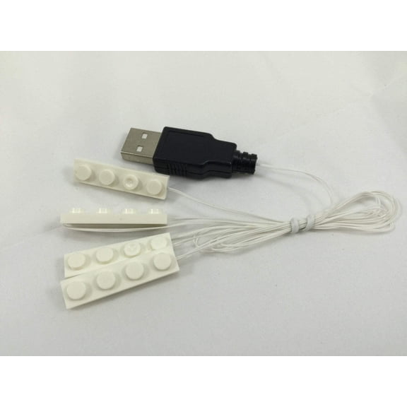 Brick Loot LED Light Kit for LEGO 4 White 1x4 Bricks with White LED Down Lights, USB Powered
