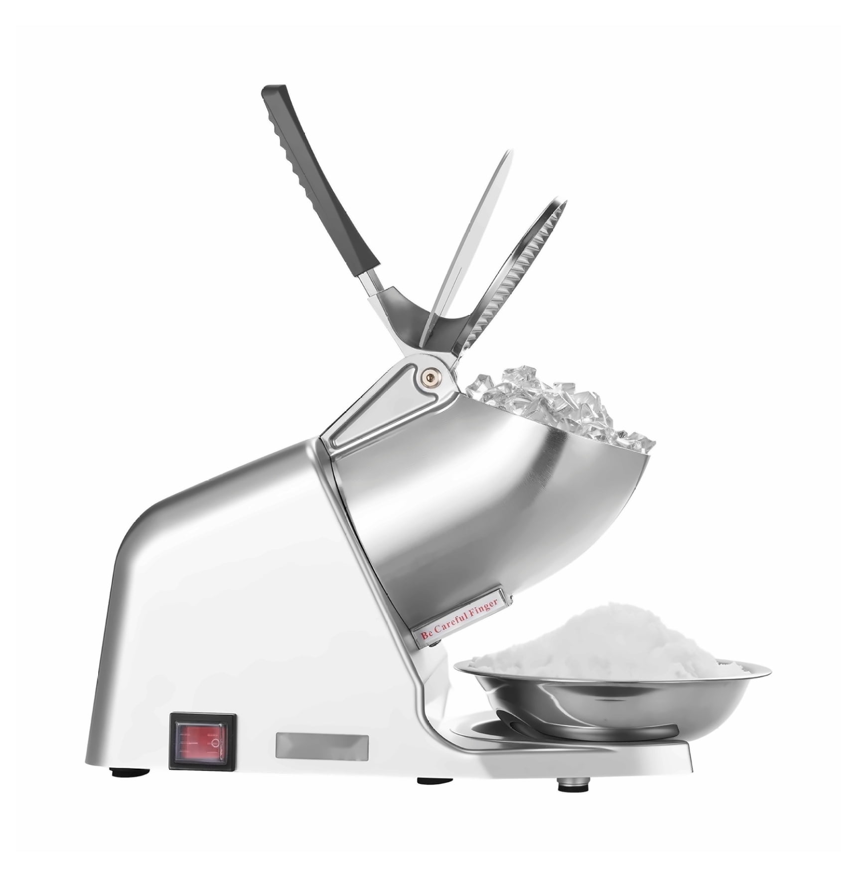 Ice Crusher Machine, Electric Snow Cone Maker - 143lbs/hr, Stainless Steel, 300W - Home & Commercial Ice Shaver with Bowl & Cover
