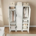 thumbnail image 3 of IdealHouse 72" Narrow Armoire Wardrobe Closet with 2 Doors, Adjustable Shelves & Hanging Rod, Wooden Bedroom Storage Cabinet, Rustic White, 3 of 8