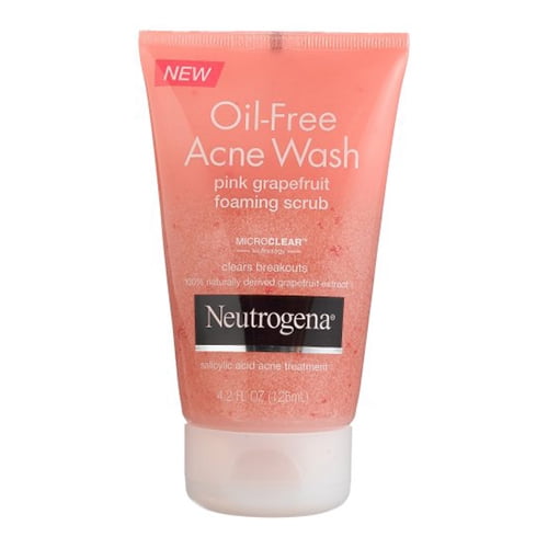 Neutrogena Oil-Free Acne Wash Foaming Scrub, Pink Grapefruit - 4.2 Oz, 2 Pack