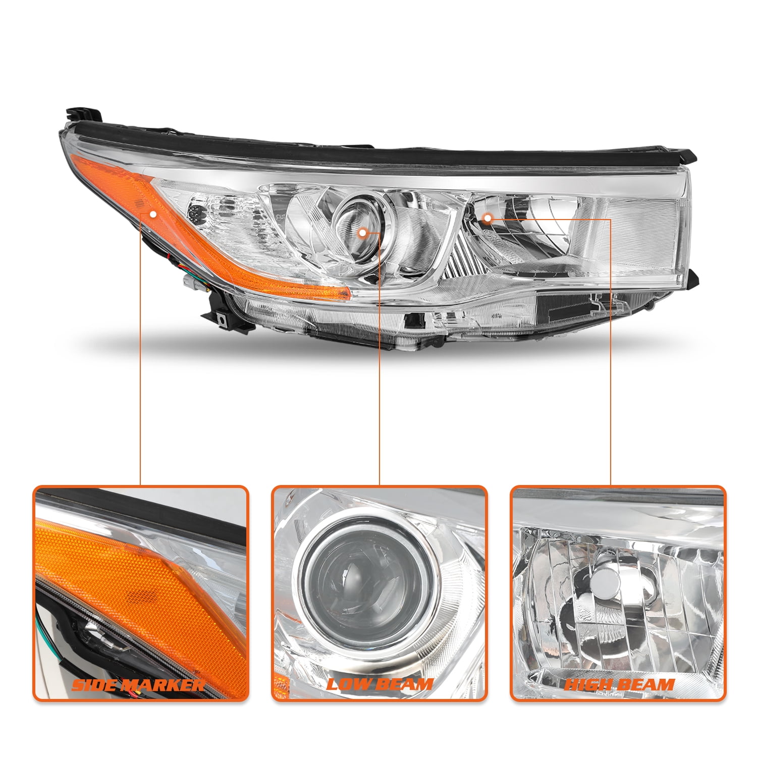 For 2014 2015 2016 Toyota Highlander Right Passenger Headlight Assembly Headlamp
