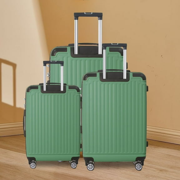 PONPRNGY Hardside Expandable Luggage with Spinner Wheels, Green, 3-Piece Set (20/24/28)