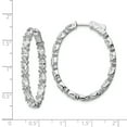 thumbnail image 3 of Primal Silver Sterling Silver Rhodium-plated Fancy Cubic Zirconia In and Out Oval Hoop Earrings, 3 of 5