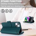 thumbnail image 6 of ELEHOLD for iPhone 14 Plus PU Leather Wallet Case, with Card Holder Strap Shoulder Lanyard for Women Men, Durable Zipper Kickstand Cover for iPhone 14 Plus,Green, 6 of 10
