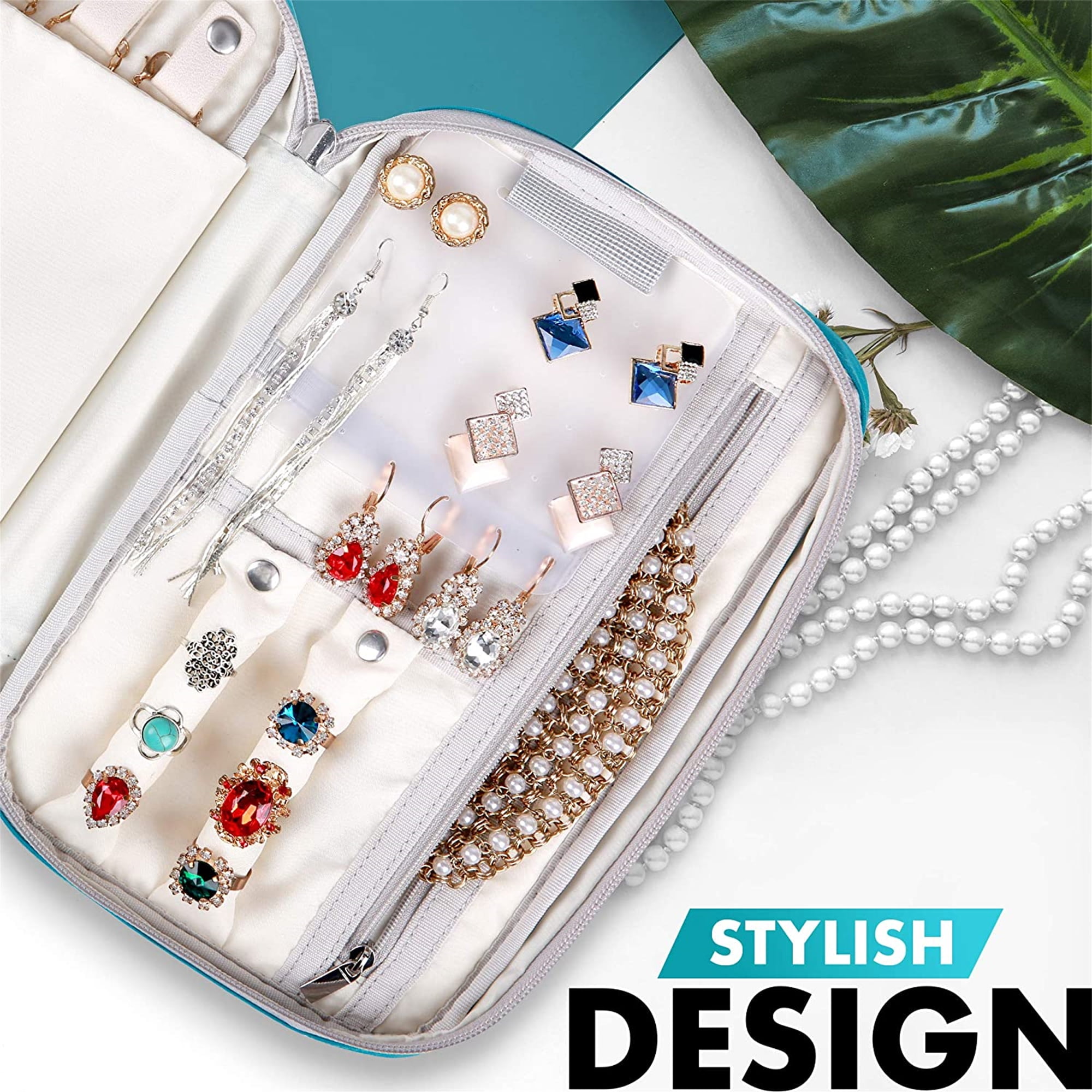 Travel Jewelry Organizer Roll Portable Travel Jewelry Case Compact