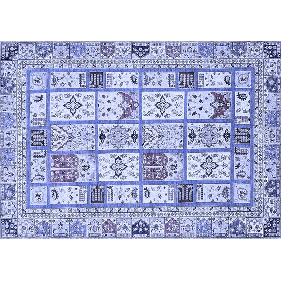 Ahgly Company Indoor Rectangle Abstract Blue Modern Area Rugs, 2' x 4'