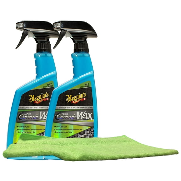 Meguiars Hybrid Ceramic Wax Spray (26 oz) Bundle With Microfiber Cloth Kit