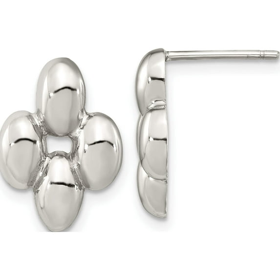 Sterling Silver Polished Puffed Post Earrings (16.28 X 11.65) Made In Thailand qe16024