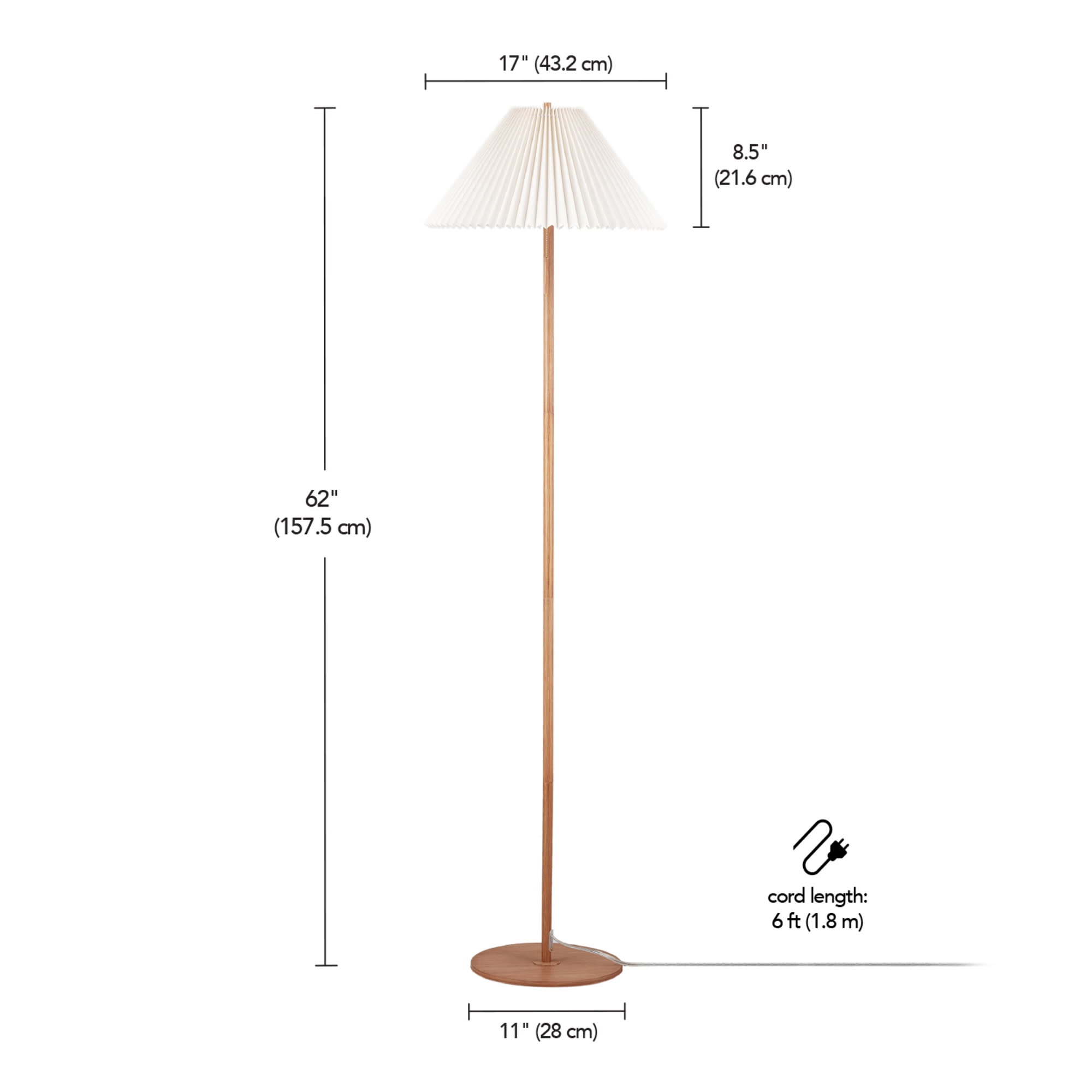 Globe Electric 91006581 Oren 62" Tall Torchiere Floor Lamp - Wood Toned