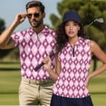 thumbnail image 2 of Aplkyhs Pink Ball Argyle Matching Couple Sport Shirts Quarter Zip Matching Golf Shirts for Couple Lightweight Mens Hawaiian Shirt Moisture Wicking Suitable for Outdoor Sports, 2 of 6