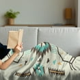 thumbnail image 3 of Southwestern Soft Flannel Fleece Throw Blanket, Ethnic Illustration of a Zigzags Design Triangular Iconic Artwork Motifs, Cozy Plush for Indoor and Outdoor Use, 60" x 80", Multicolor, by Ambesonne, 3 of 5